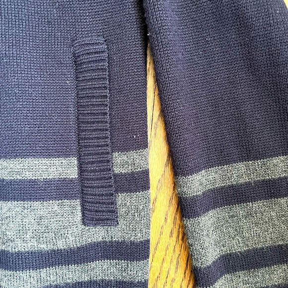 Vince Double Breasted Navy Blue Sweater Jacket with Grey Stripes - Picture 6 of 11
